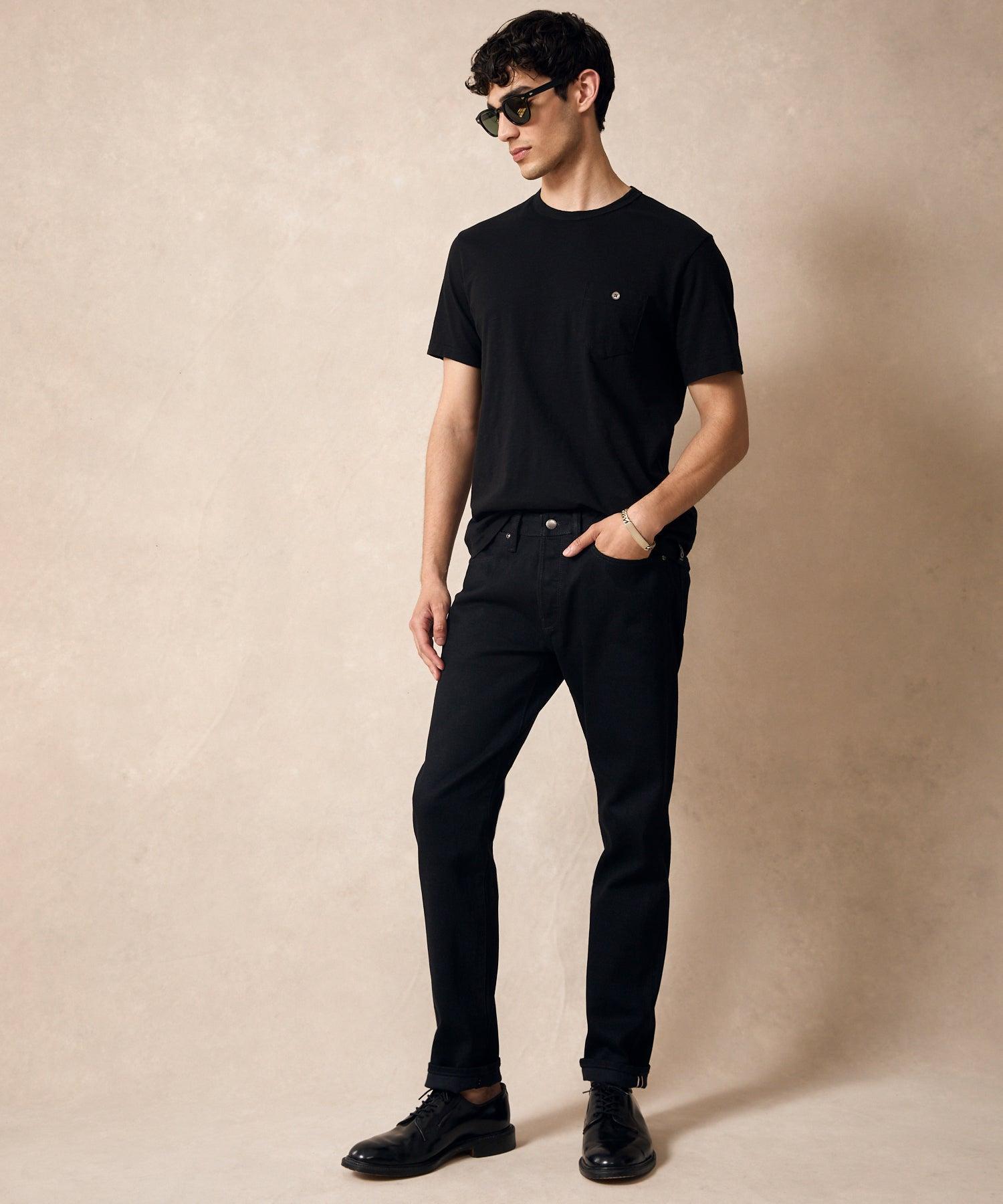 Slim Japanese Selvedge Stretch Jean in Black Wash Product Image