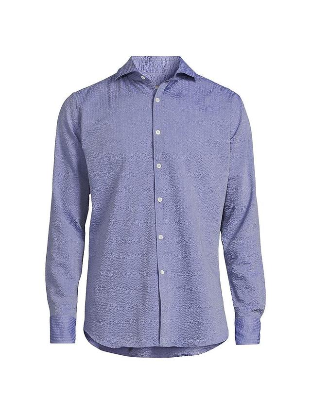 Mens Seersucker Cotton Button-Front Shirt Product Image