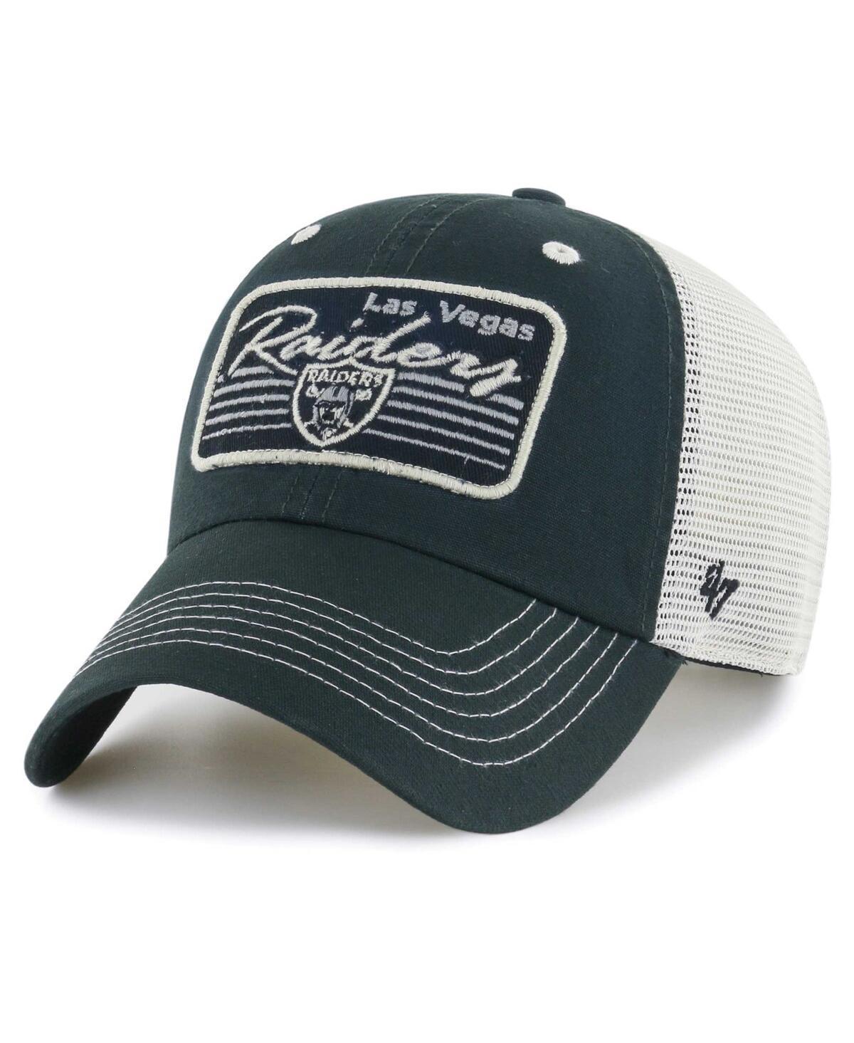 Men's '47 Black/Natural Las Vegas Raiders  Five Point Trucker Clean Up Adjustable Hat Product Image