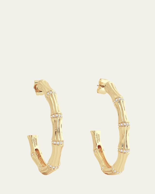 Womens Bamboo 18K-Gold-Plated & Cubic Zirconia Hoop Earrings Product Image