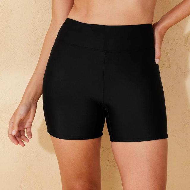 Womens High Waist 5 Swim Bike Shorts - Shade & Shore Black Product Image