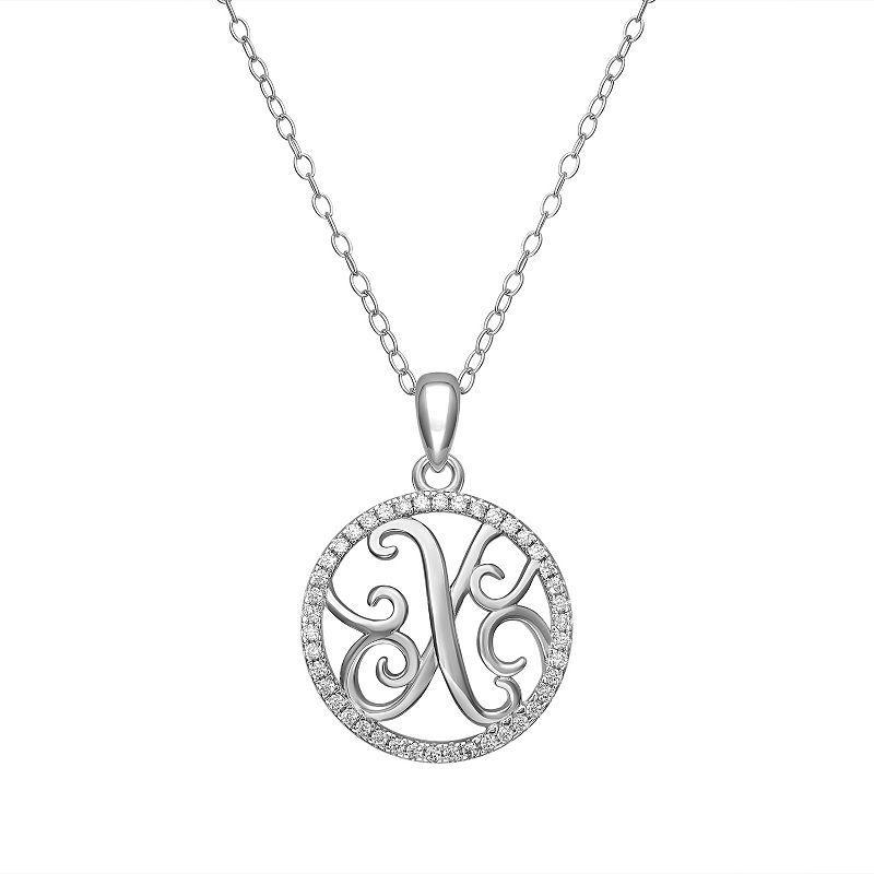 PRIMROSE Sterling Silver Cubic Zirconia Initial Pendant Necklace, Womens Product Image