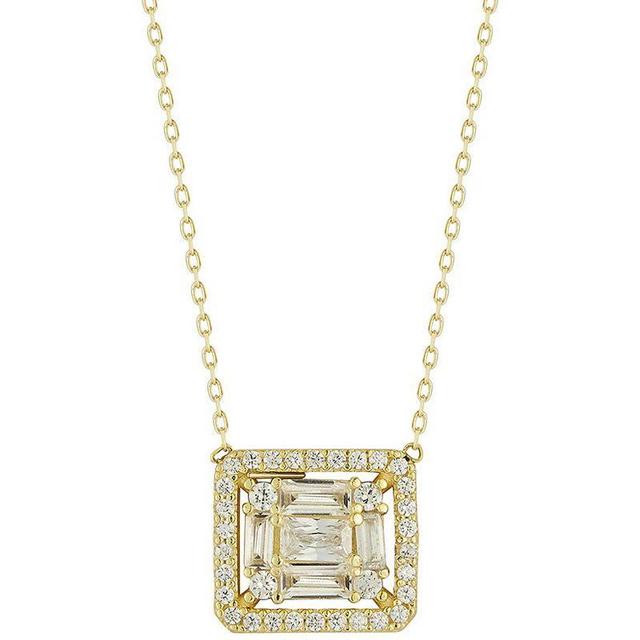 Sunkissed Sterling Cubic Zirconia Cluster Pendant Necklace, Womens Gold Tone Product Image