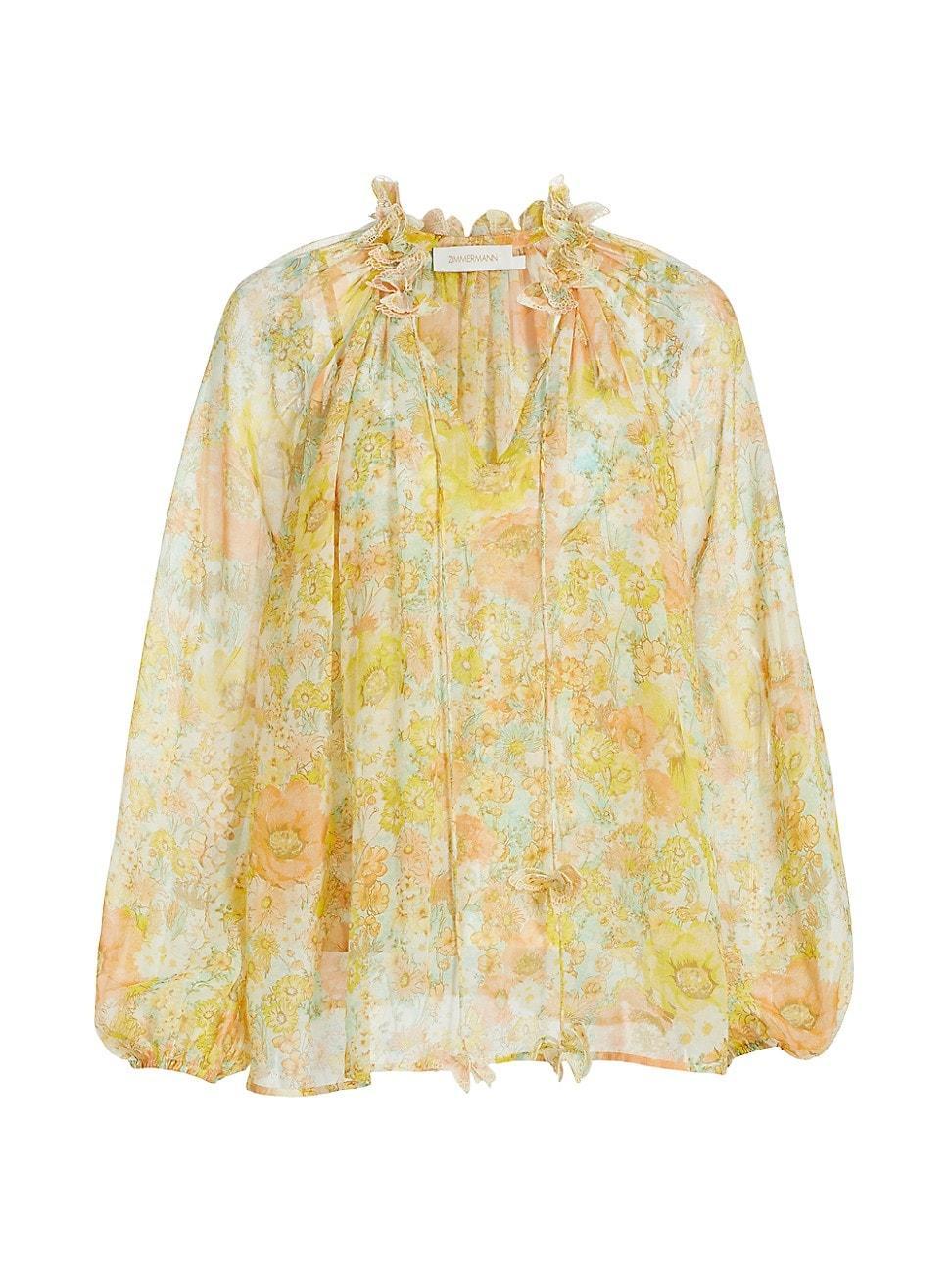 Womens Butterfly Appliqu Long-Sleeve Blouse Product Image