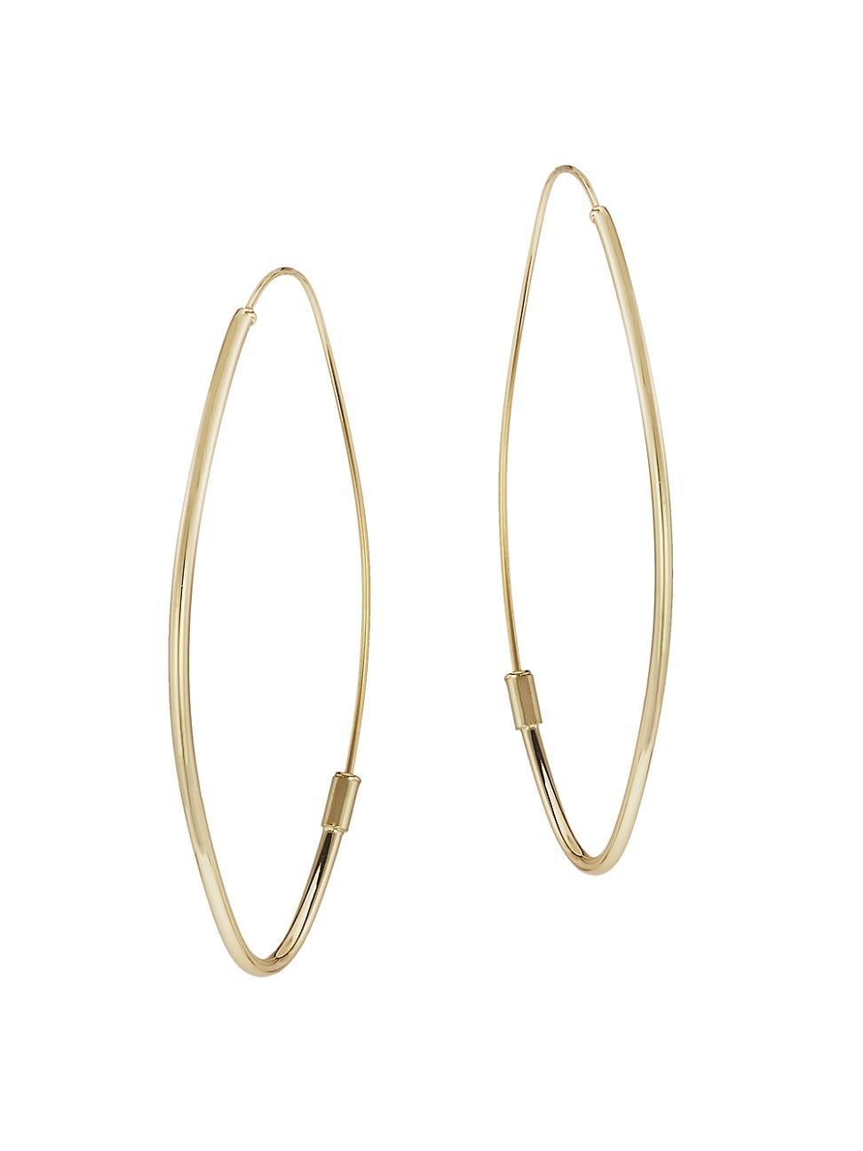 Womens 14K Gold Marquise-Shaped Hoop Earrings Product Image