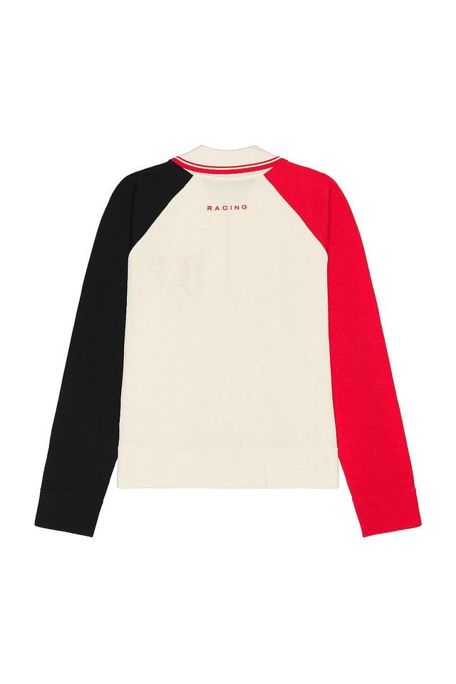 Palm Angels x Formula 1 Racing Knit Polo Zip Sweater in White  Red  & Black - Cream. Size M (also in L, S, XL/1X). Product Image