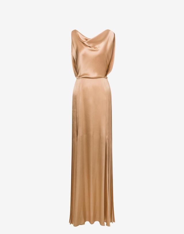 Satin dress with plissé Cocktail Product Image