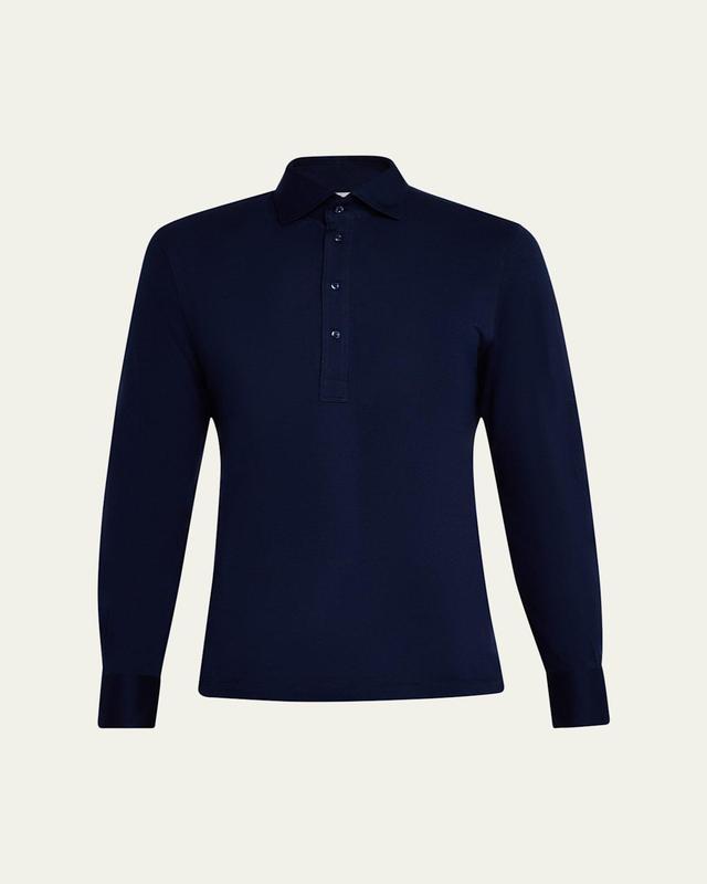 Mens Long-Sleeve Pique Polo Shirt Product Image