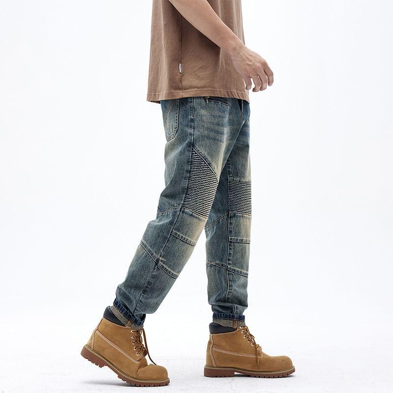 Mid Rise Washed Zipped Straight Leg Jeans Product Image