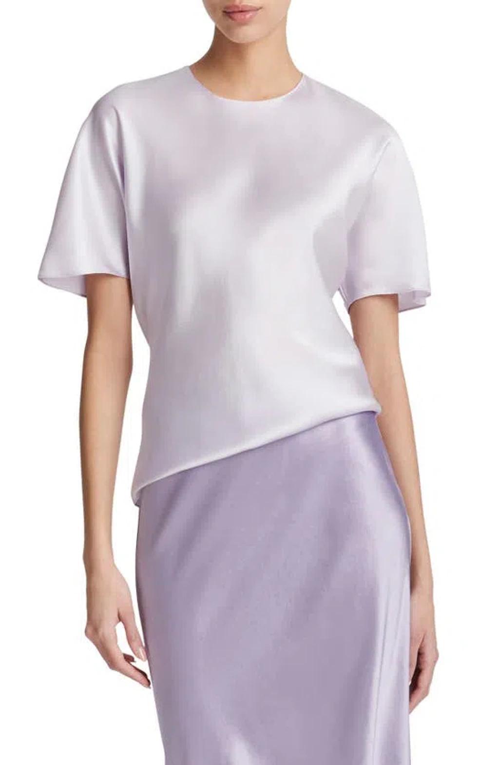 Bias Silk Satin T-shirt In Sweet Pea product image