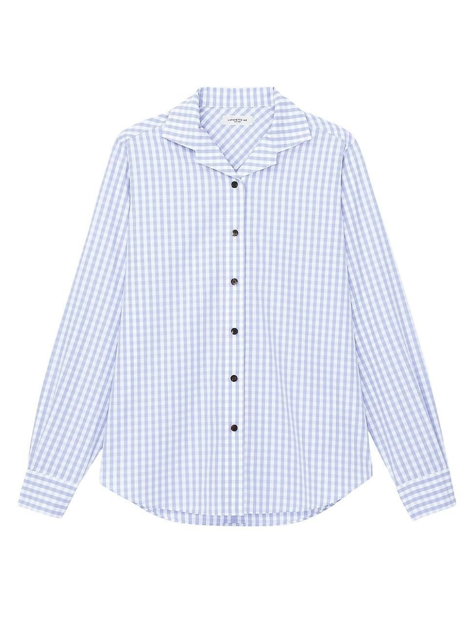 Womens Gingham Cotton Poplin Blouse Product Image