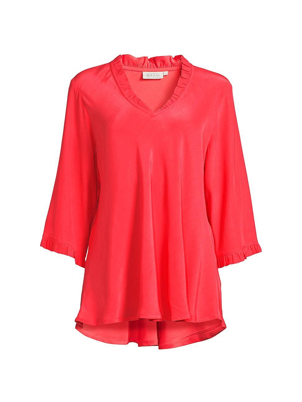 Womens Brigit Ruffled V-Neck Blouse Product Image