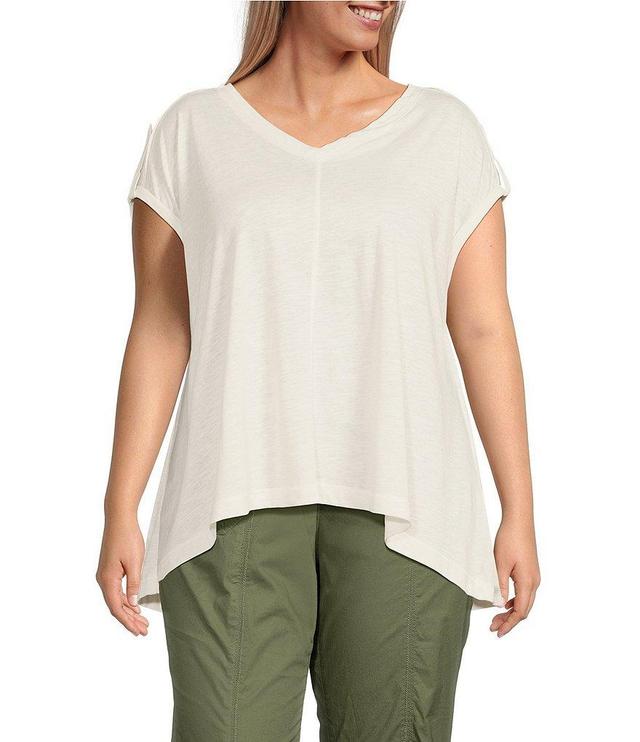 Westbound Plus Size Knit Short Sleeve V-Neck Top Product Image