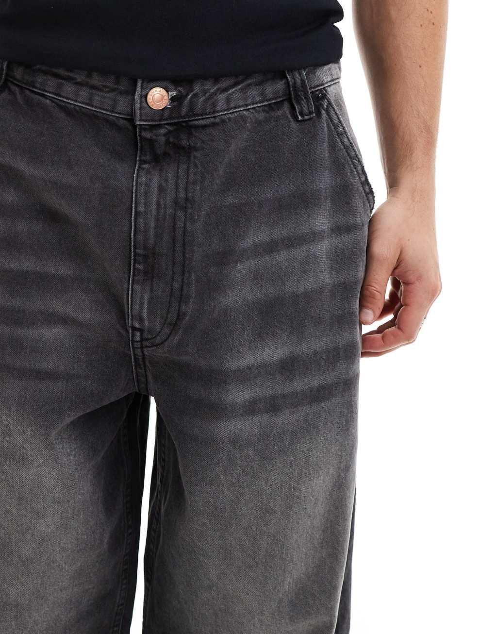 Bershka skater fit jeans in black Product Image