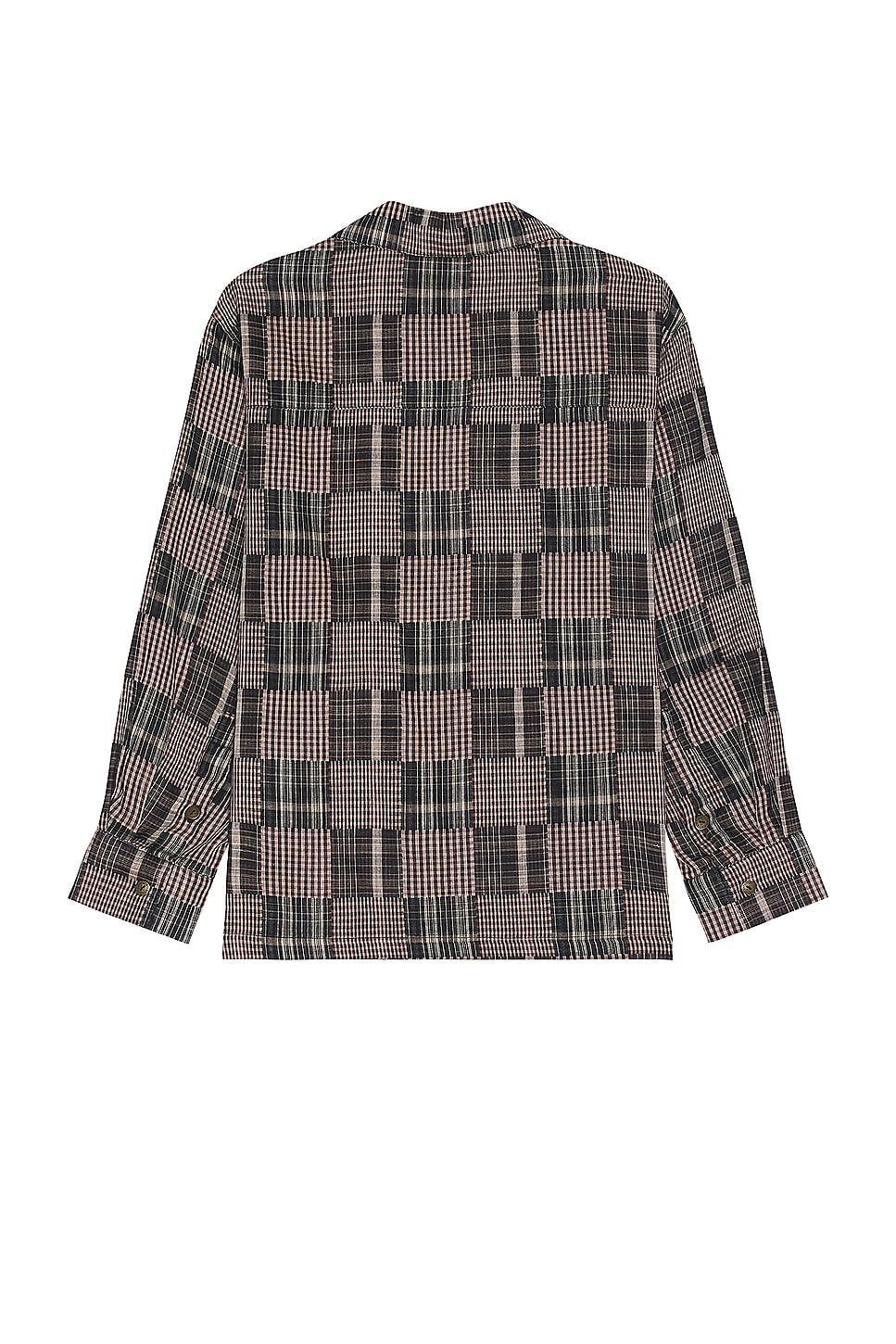 Found Multi Flannel Long Sleeve Camp Shirt Black. (also in L, S, XL/1X). Product Image