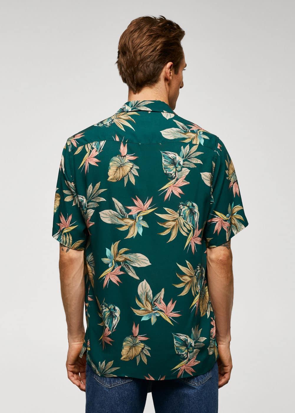 MANGO MAN - Regular-fit Hawaiian-print shirt greenMen Product Image