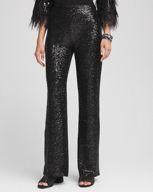 Women's Petite Juliet Sequin Relaxed Straight Leg Pants Product Image