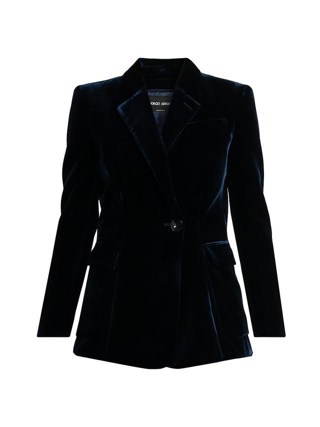 Womens Velvet Silk-Blend One-Button Jacket Product Image