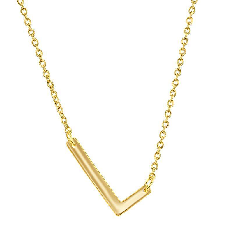 Sterling Silver Sideways Initial Necklace, Womens Gold Tone J Product Image