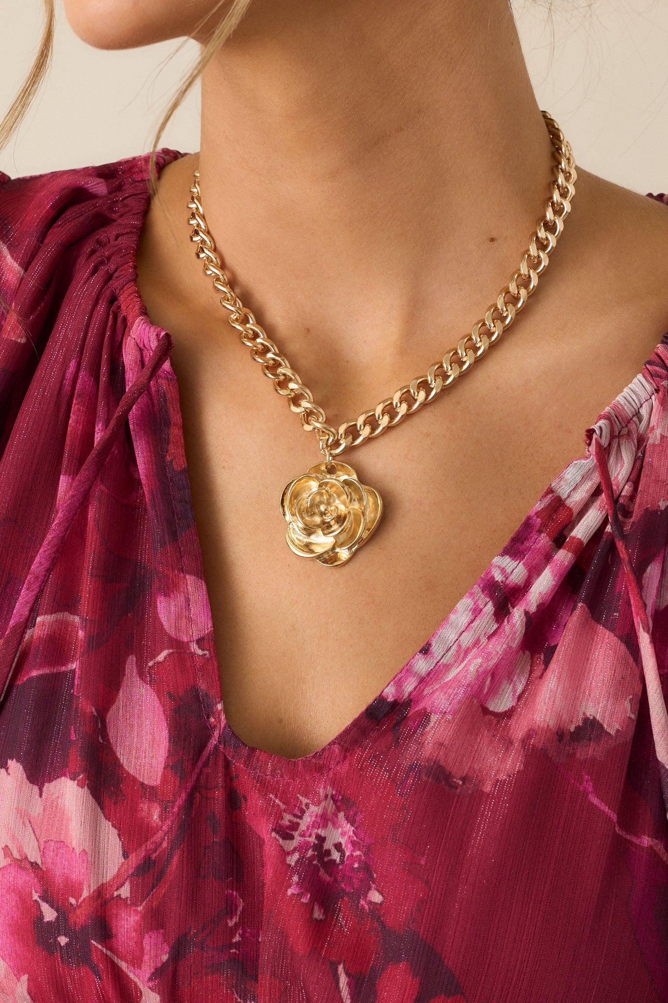 Breaking Through Gold Flower Pendant Necklace Product Image