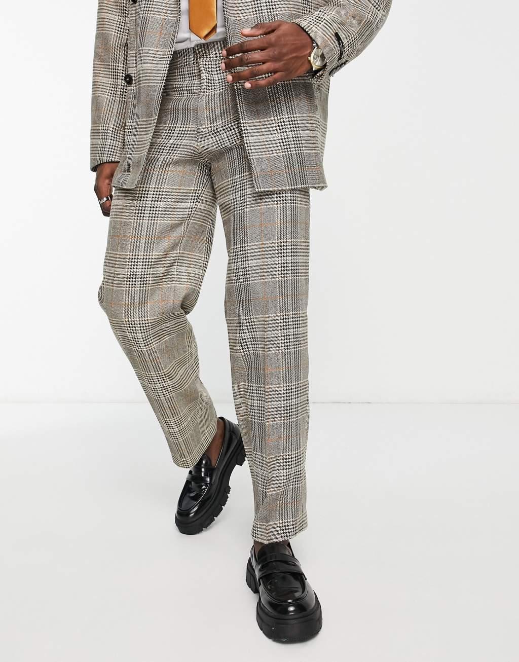 Jack & Jones Premium loose fit suit pants in check Product Image