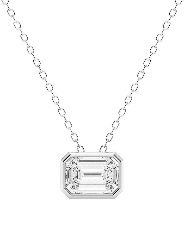 Womens 14K White Gold & 1.5 TCW Emerald-Cut Lab-Grown Diamond Pendant Necklace Product Image