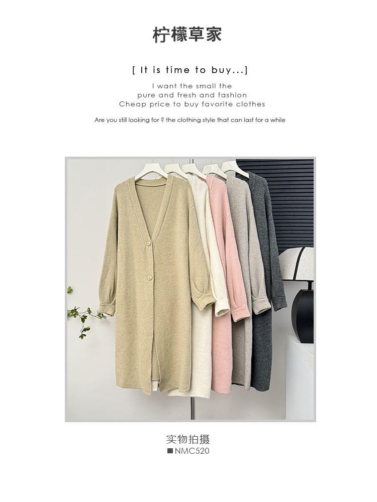 Two-Button V-Neck Long Cardigan in 6 Colors Product Image