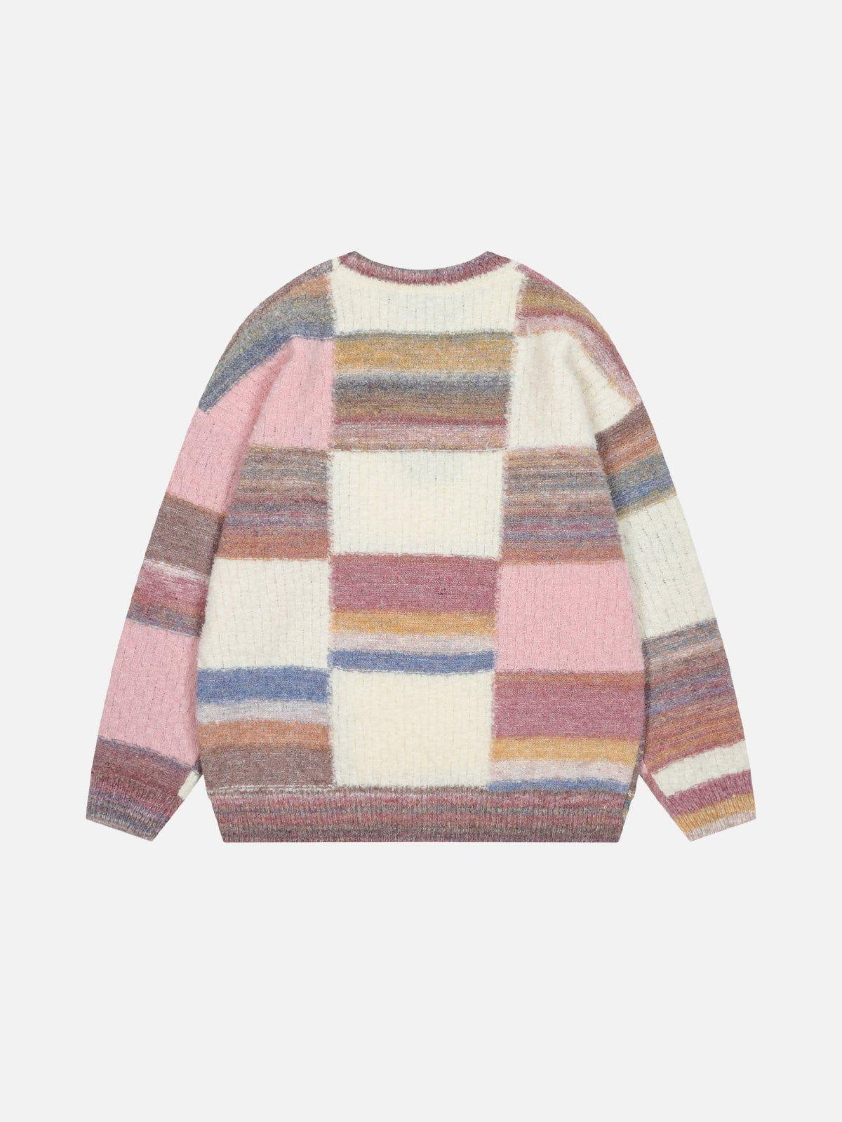 Aelfric Eden Color Blocking Plaid Sweater Product Image