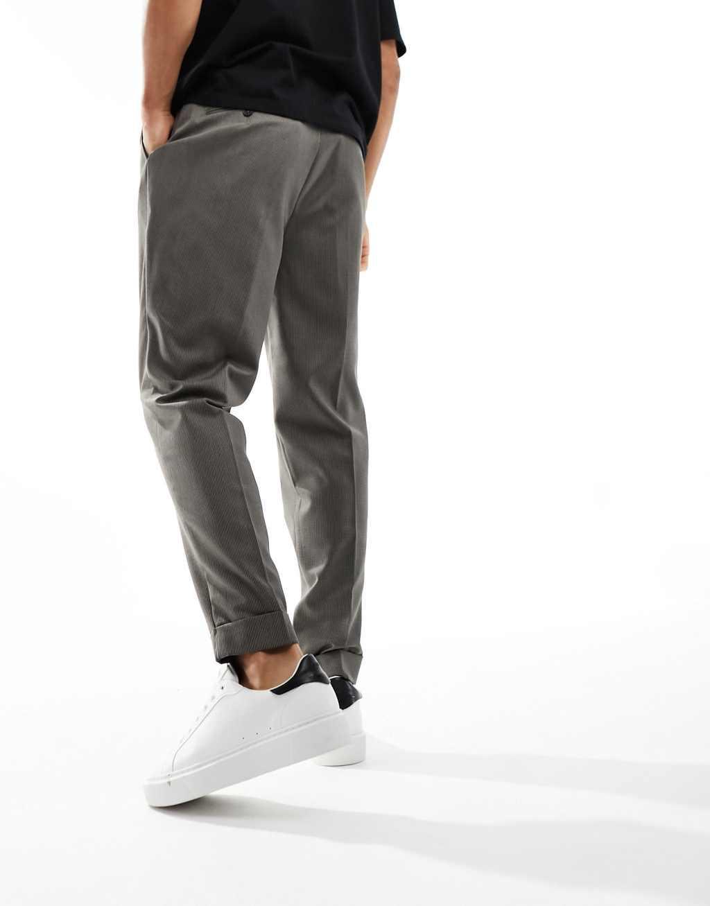 ASOS DESIGN smart tapered fit pants in brown microtexture Product Image