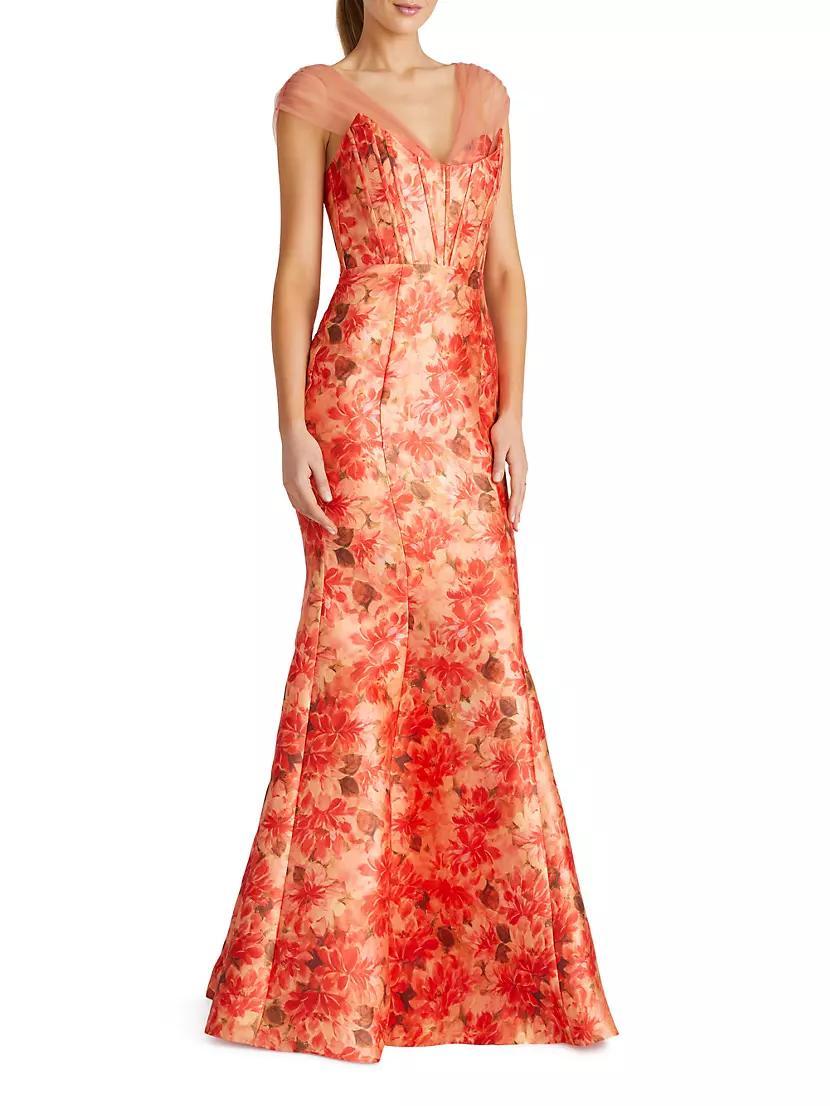 Lowen Floral Mikado Satin Mermaid Gown Product Image