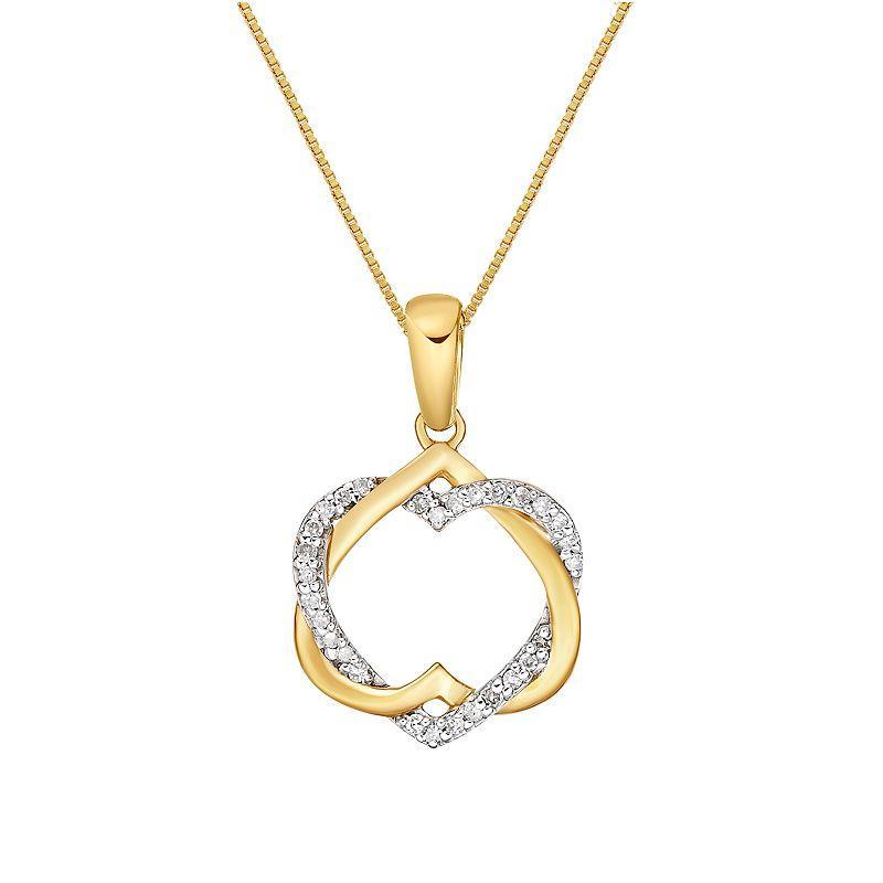 Gemminded 18k Gold Over Sterling Silver Diamond Accent Interlocked Hearts Pendant Necklace, Womens Gold Tone Product Image