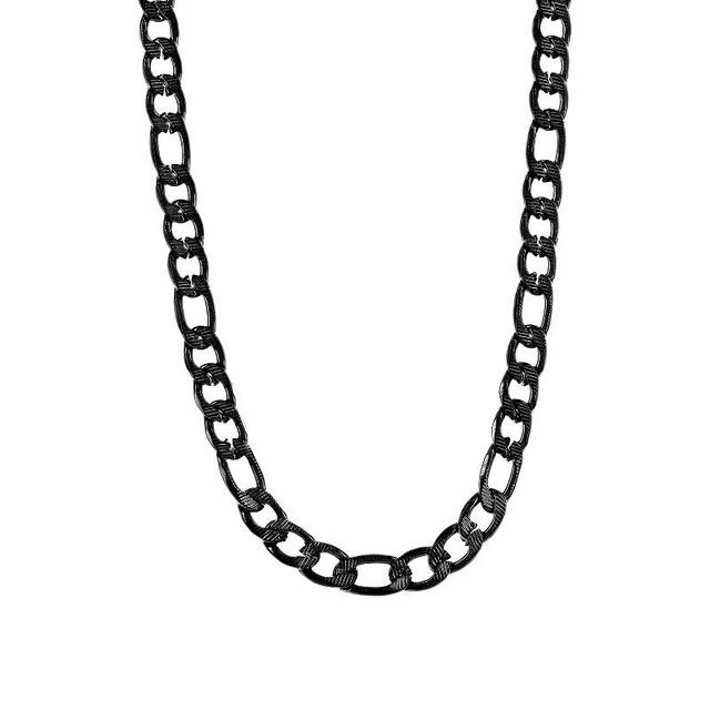 Metallo Mens Stainless Steel Textured Chain Necklace Black Product Image