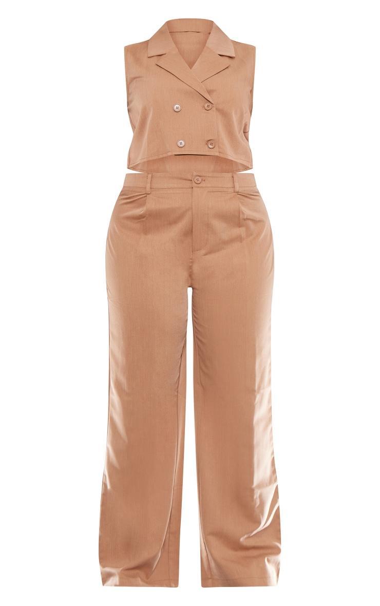 Plus Beige Tailored Vest Detail Jumpsuit Product Image