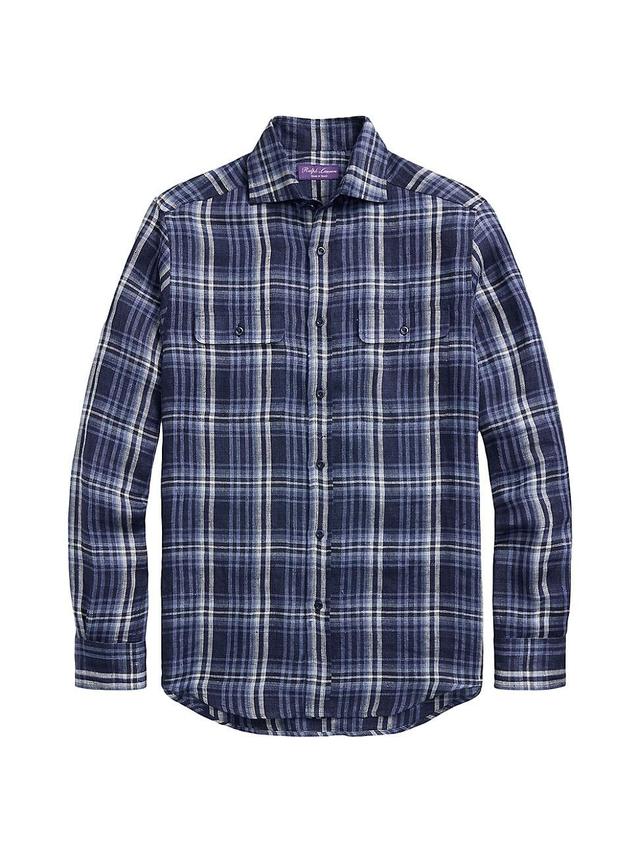 Mens Stewart Plaid Linen Shirt Product Image