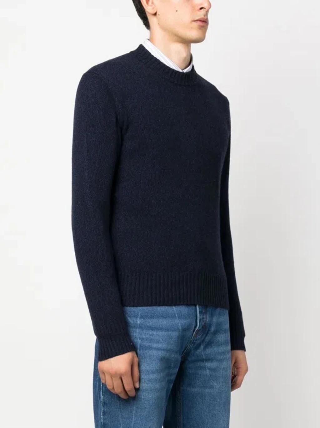 AMI ALEXANDRE MATTIUSSI Men's Ami De Coeur Ribbed Knit Cashmere Sweater In Blue Product Image