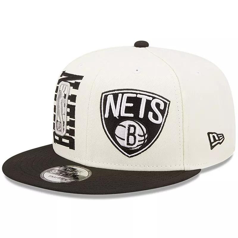 Mens New Era Cream and Black Brooklyn Nets 2022 Nba Draft 9FIFTY Snapback Adjustable Hat - Cream Product Image