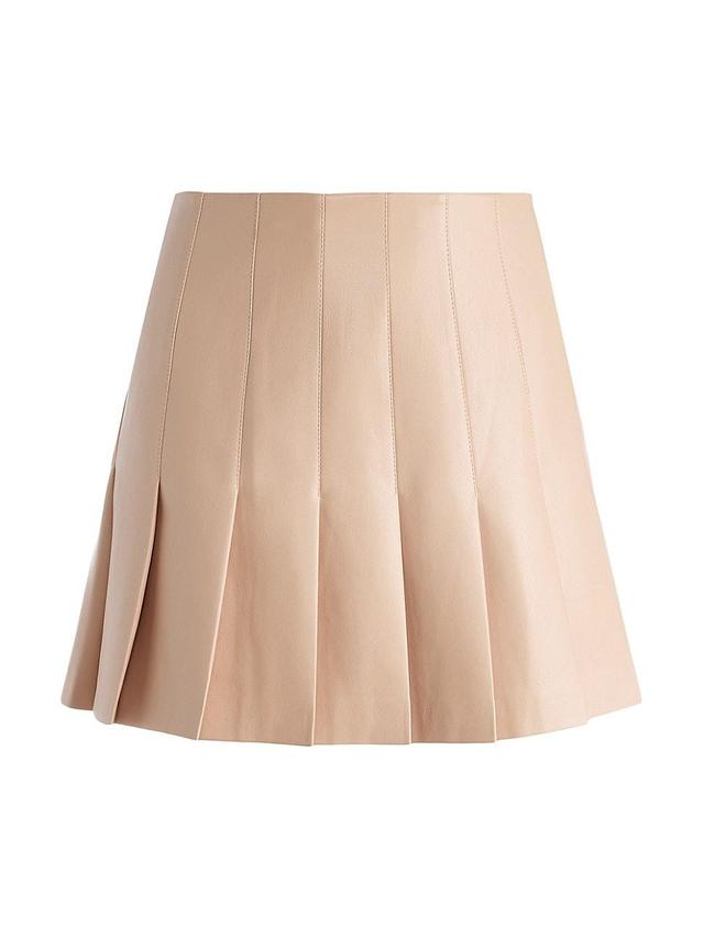 Womens Carter Vegan Leather Pleated Miniskirt Product Image