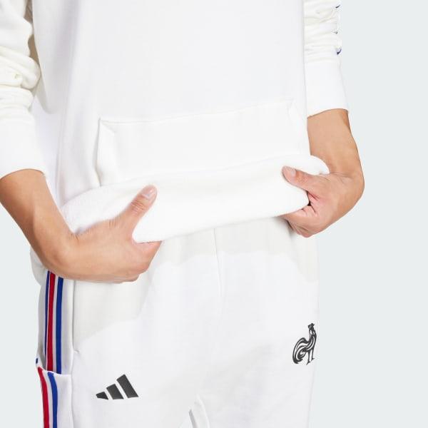 adidas France Essentials 3-Stripes Hoodie White XL Mens Product Image