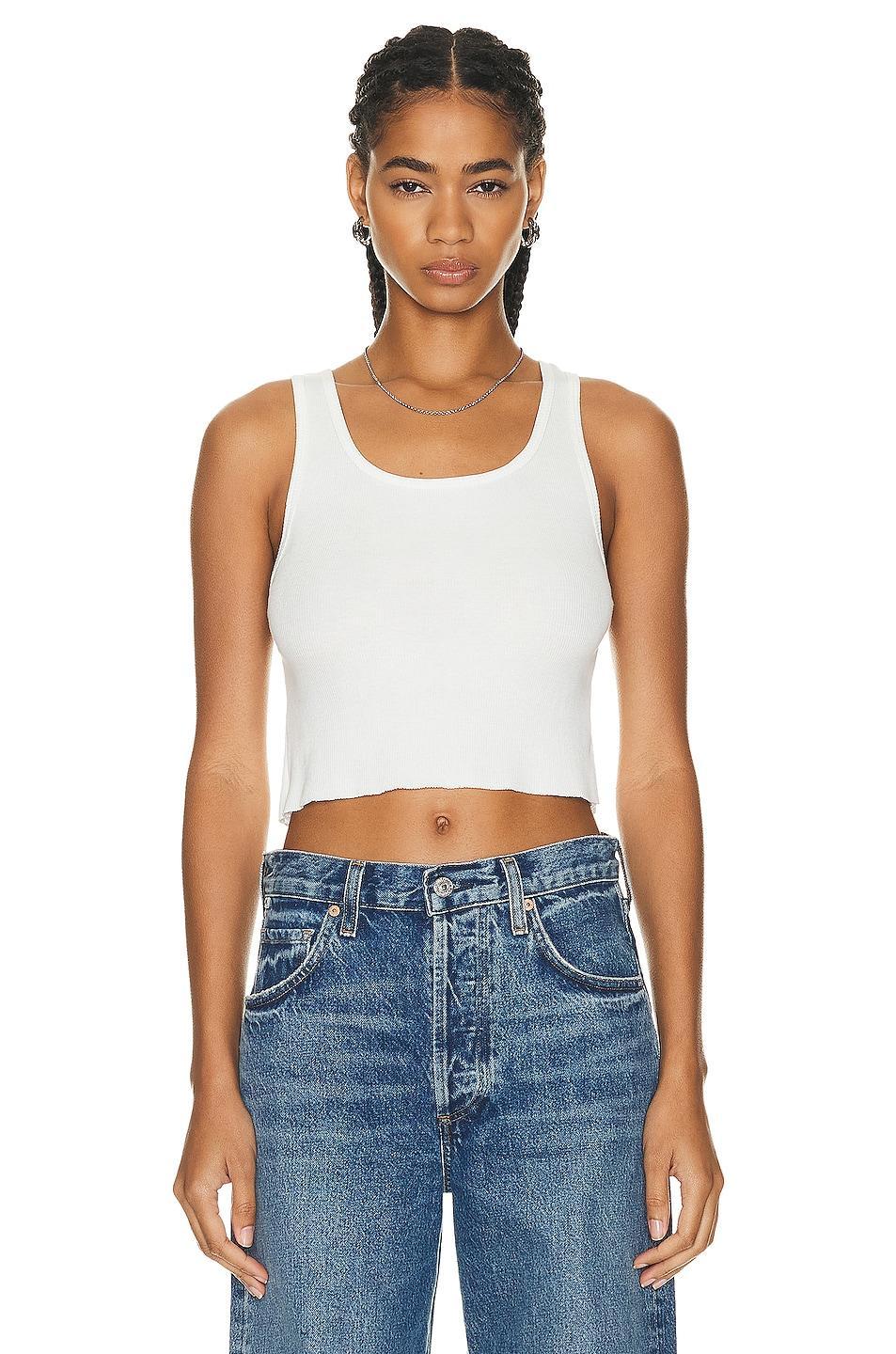 Eterne Cropped Scoop Neck Tank Top Ivory. (also in ). Product Image