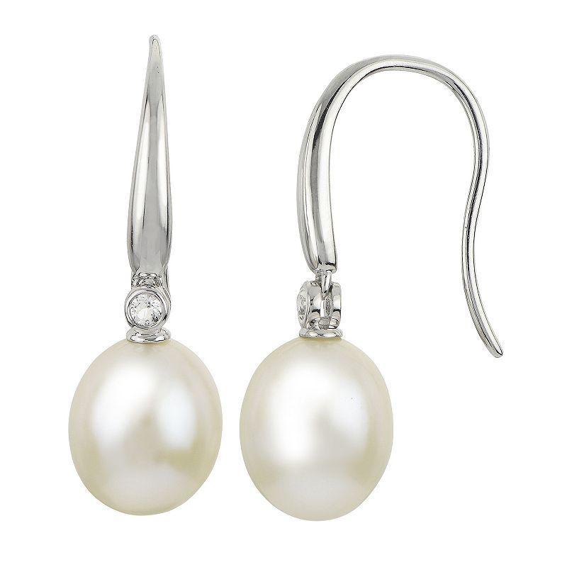 PearLustre by Imperial Sterling Silver Freshwater Cultured Pearl & Cubic Zirconia Drop Earrings, Womens, White Product Image