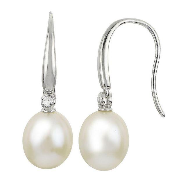 PearLustre by Imperial Sterling Silver Freshwater Cultured Pearl & Cubic Zirconia Drop Earrings, Womens Product Image