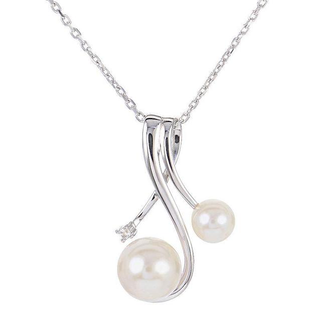 PearLustre by Imperial Sterling Silver Freshwater Cultured Pearl & Lab-Created White Sapphire Pendant Necklace, Womens Product Image