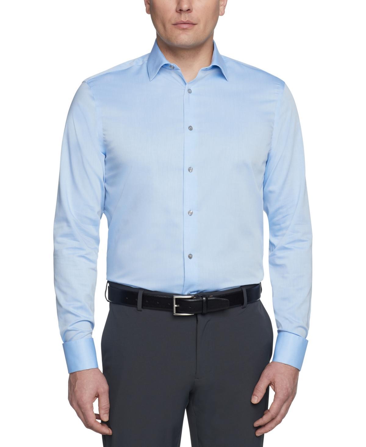 Calvin Klein Steel Mens Classic-Fit Non-Iron Performance French Cuff Dress Shirt Product Image