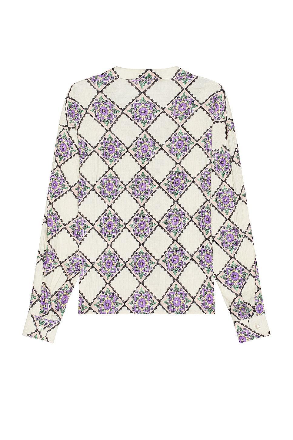 SIEDRES Henry Resort Collar Printed Long Sleeve Shirt in Purple Product Image