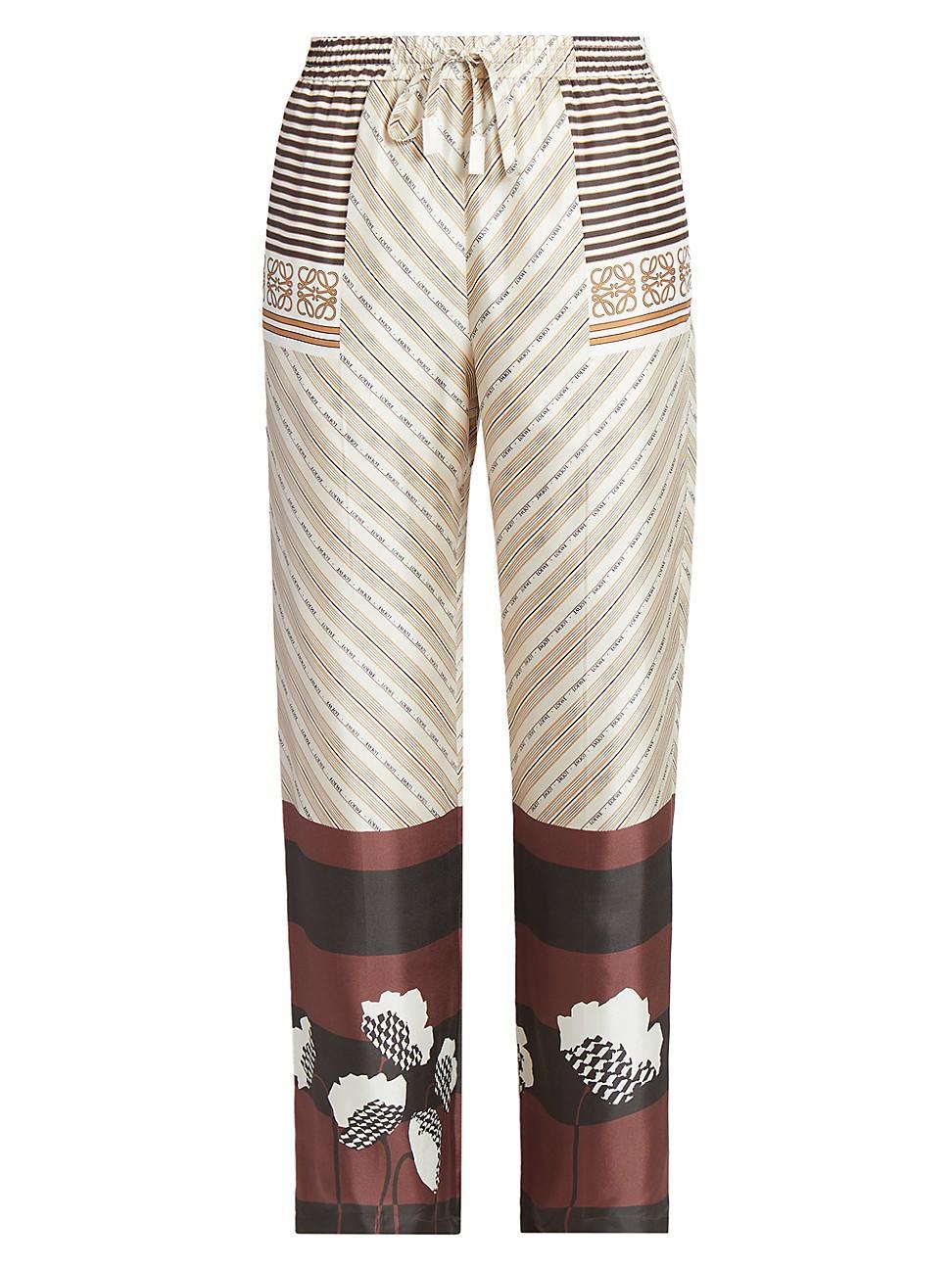 Womens LOEWE x Paulas Ibiza Scarf-Print Silk-Blend Pants Product Image