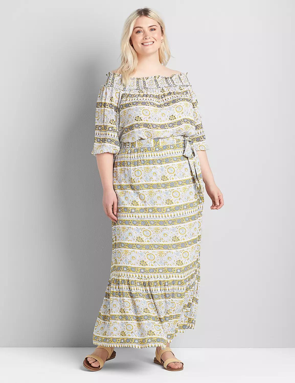 Tiered Maxi Skirt with Belt Product Image