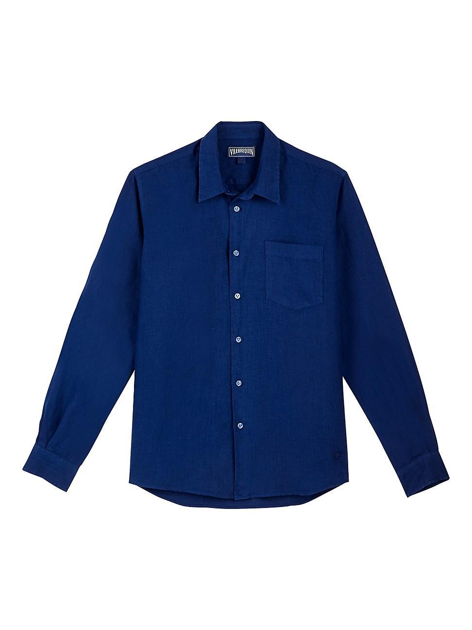 Mens Long-Sleeve Linen Shirt Product Image