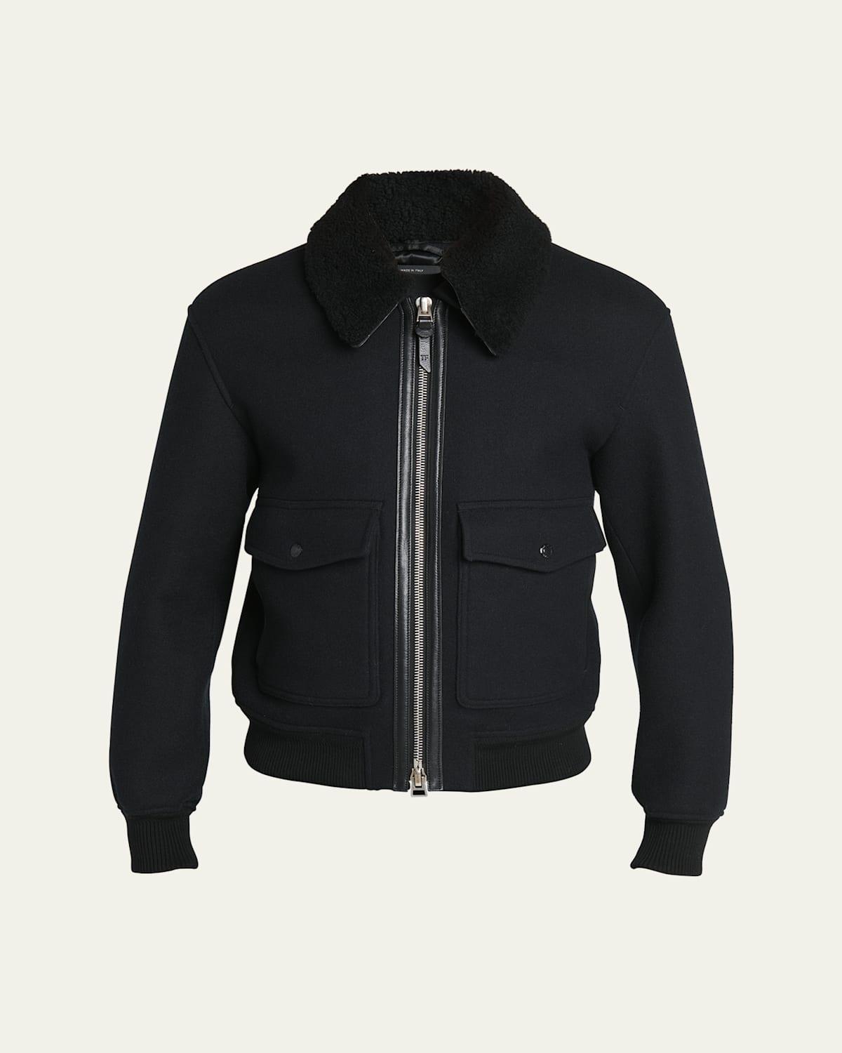 Mens Double-Face Wool Blend Jacket with Removable Shearling Collar Product Image