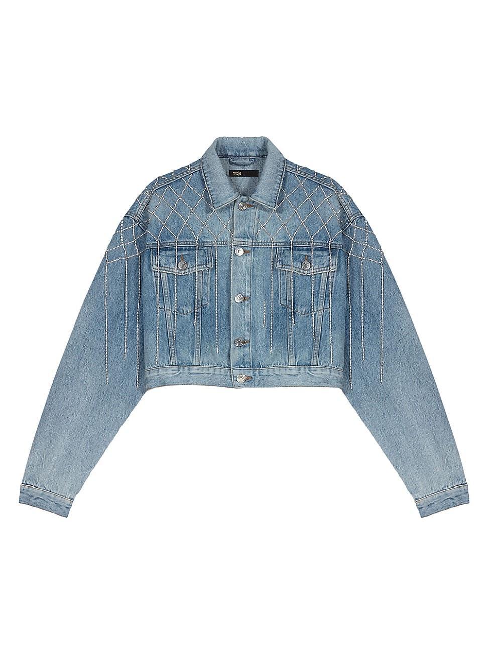 Maje Belmas Cotton Embellished Denim Jacket Product Image