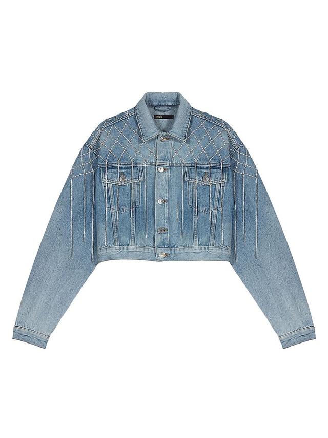 Womens Denim Jacket with Rhinestones Product Image